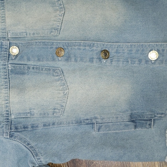 Chillipop Light Wash Denim Jacket with Fringe and Frayed Hem, Size 14/16 - Picture 4 of 6